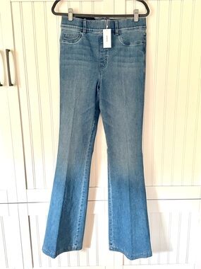 Spanx Flare Denim Stonewashed Blue Jeans Size Large Tall LT